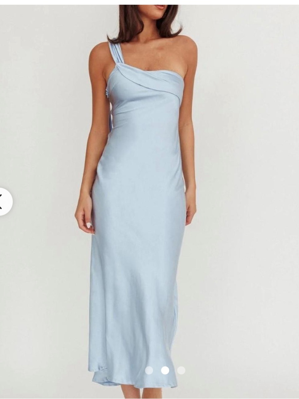 Selfie Leslie Asymmetric One-Shoulder Sky Blue Satin Gown